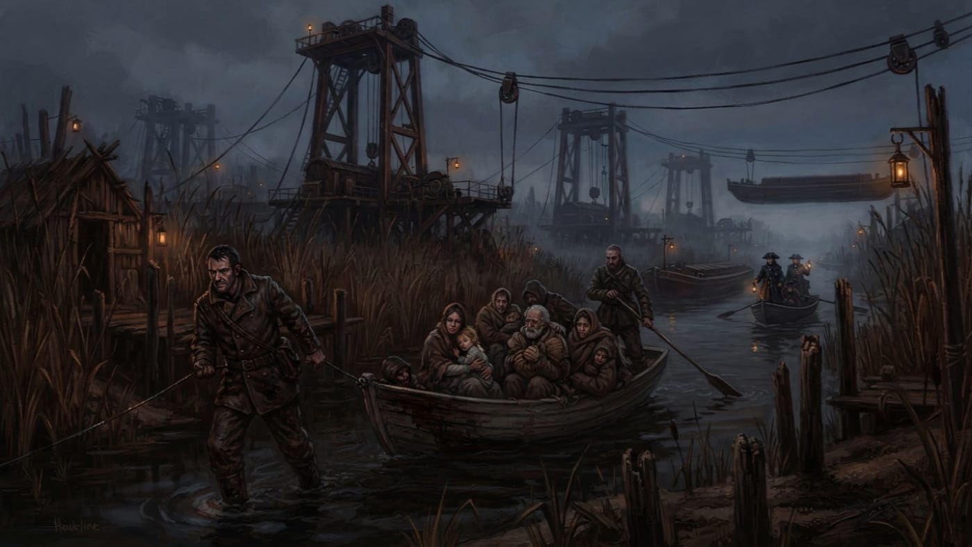 Black Ferrymen — Black Ferrymen, rendered as oil-painting.