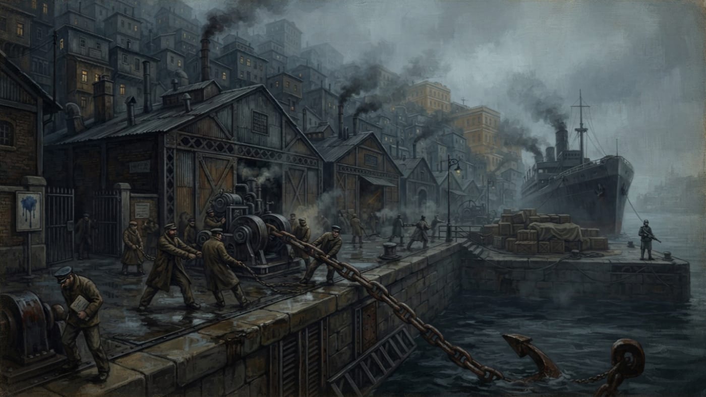 Blue ledger zone — Blue ledger zone, rendered as oil-painting.