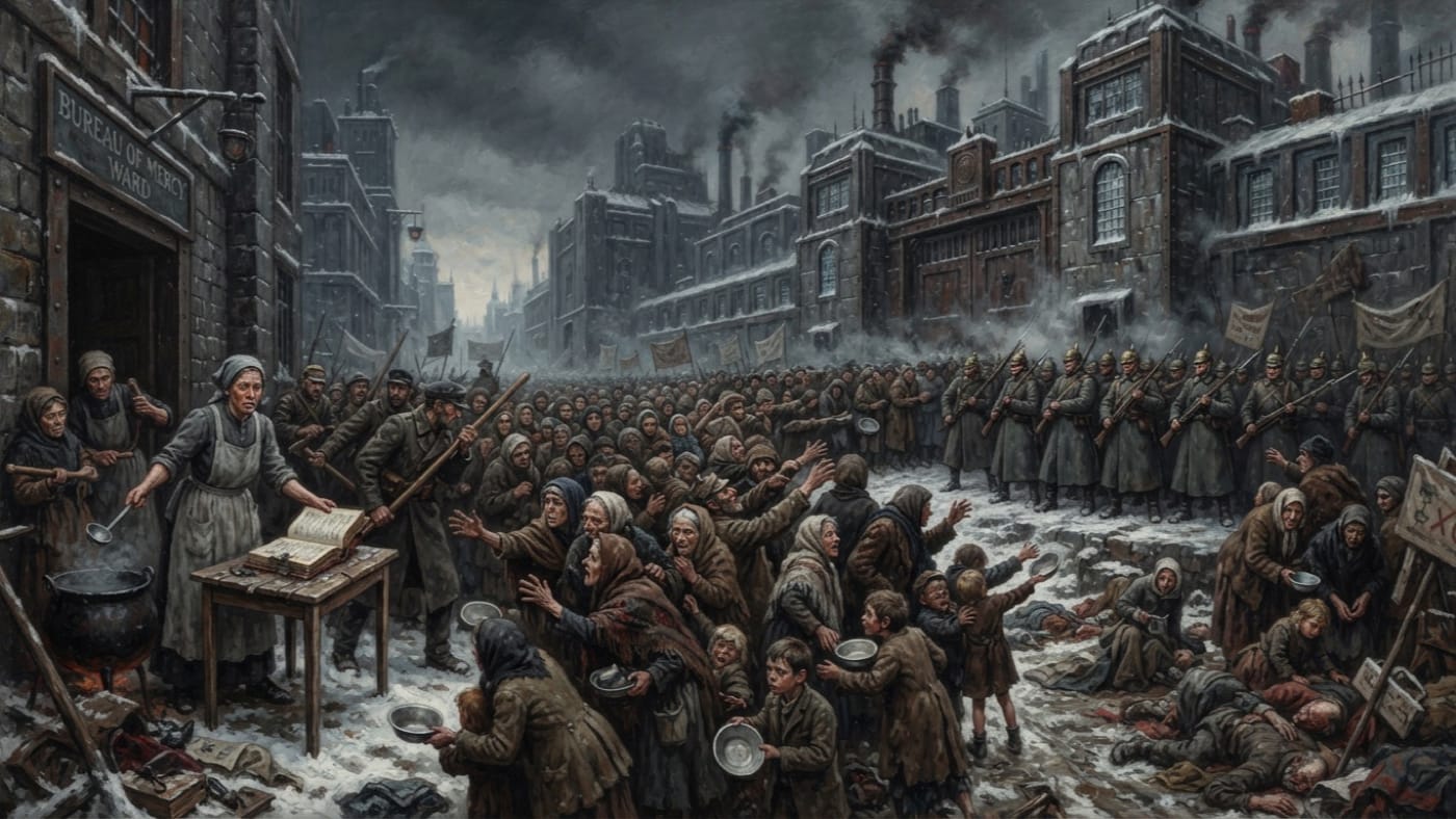 Broth Riots of A.S. 112 — Broth Riots of A.S. 112, rendered as oil-painting.
