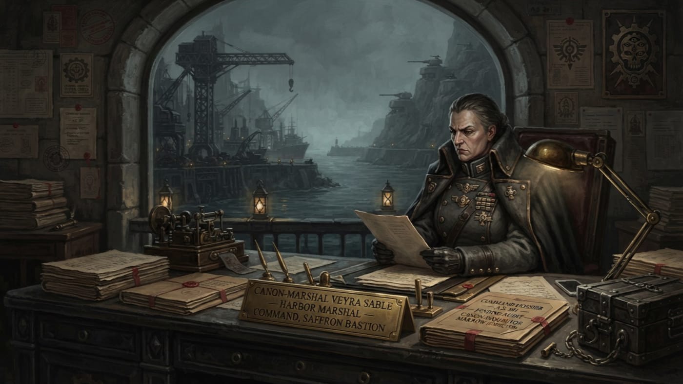 Canon-Marshal Veyra Sable — Canon-Marshal Veyra Sable, rendered as oil-painting.