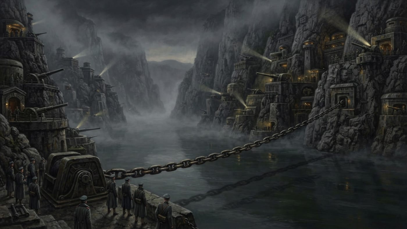 Chain Gate One — Chain Gate One, rendered as oil-painting.