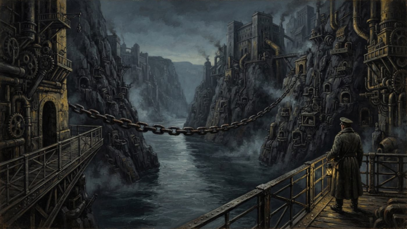 Chain Gate Two — Chain Gate Two, rendered as oil-painting.