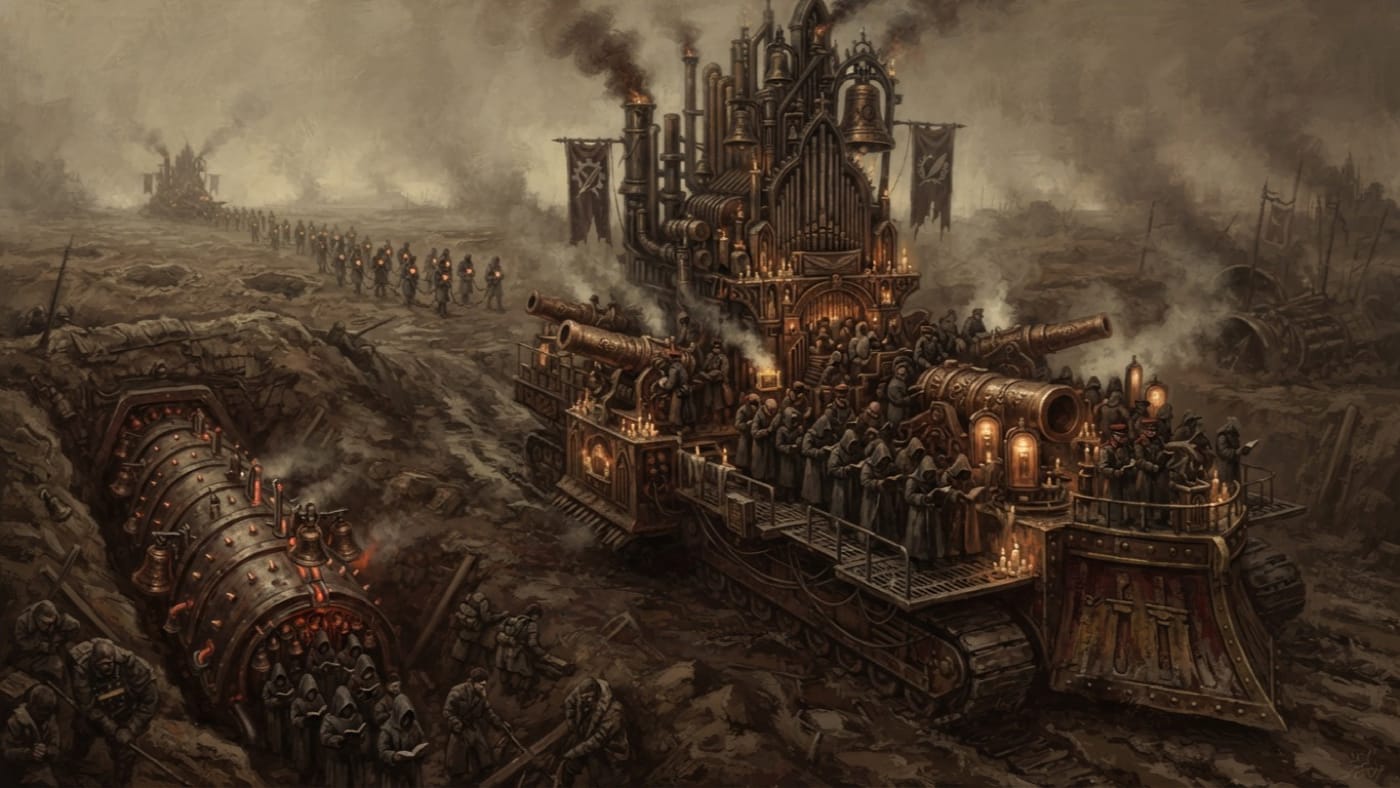 Choir-Engines — Choir-Engines, rendered as oil-painting.