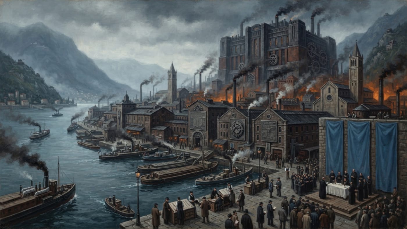 Como — Como, rendered as oil-painting.