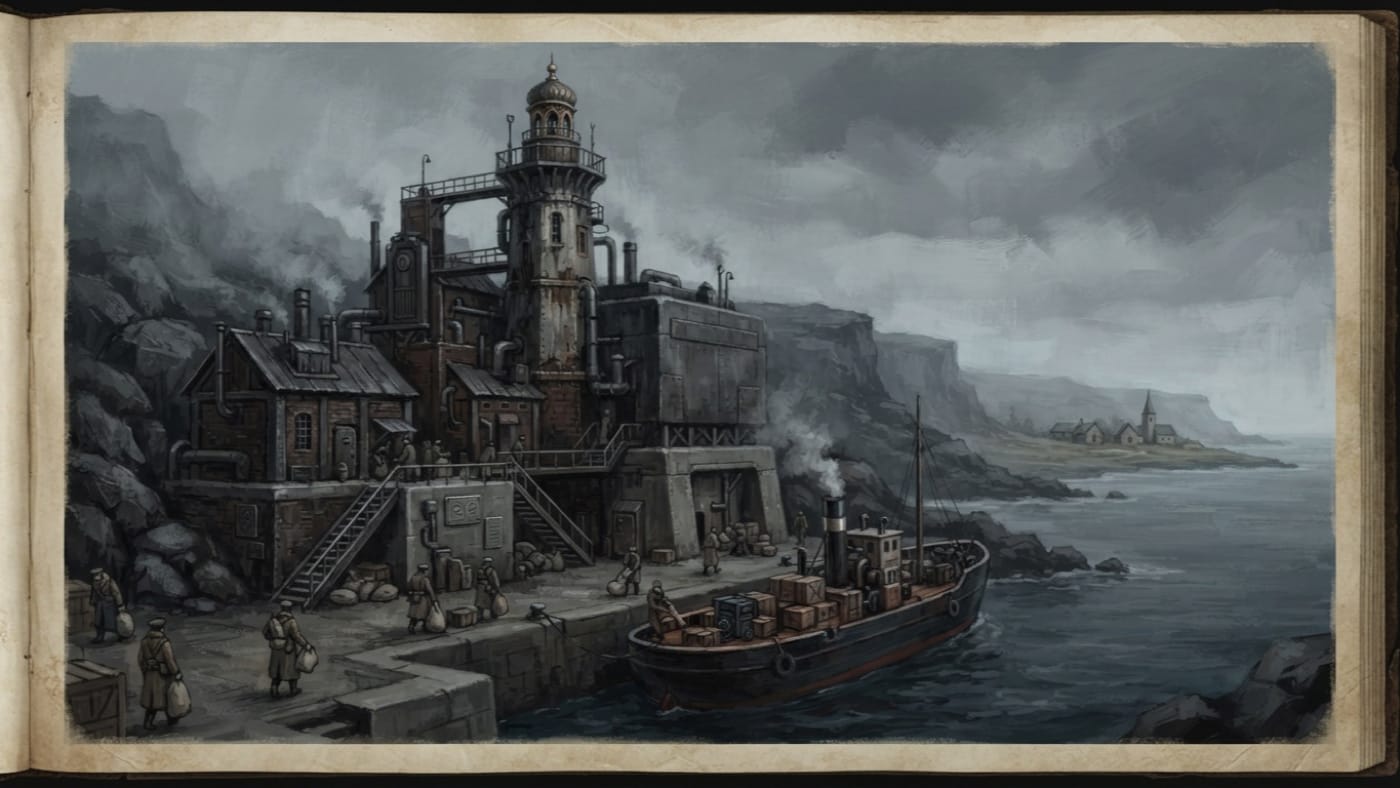 Coastal Station Theron — Coastal Station Theron, rendered as oil-painting.