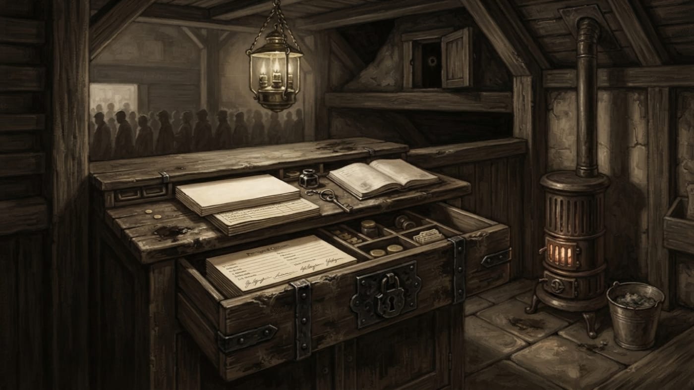 Confession Closet — Confession Closet, rendered as oil-painting.