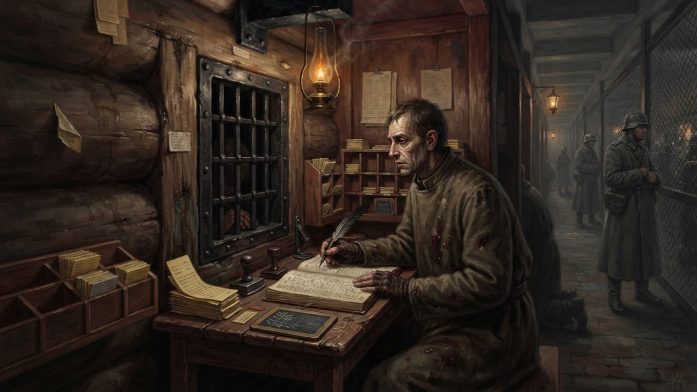 Confession Scribe — Confession Scribe, rendered as oil-painting.