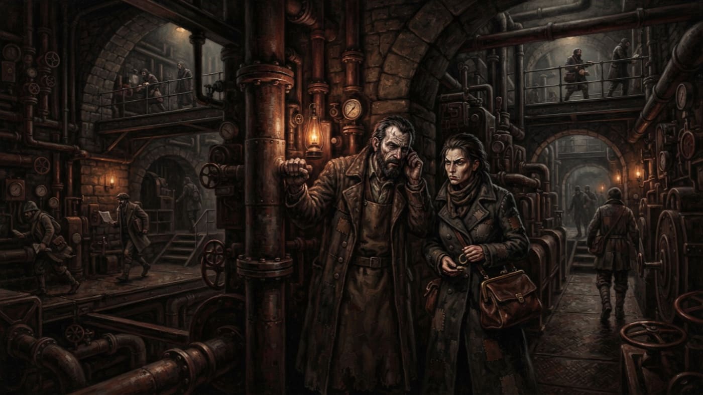Court of Pipes — Court of Pipes, rendered as oil-painting.