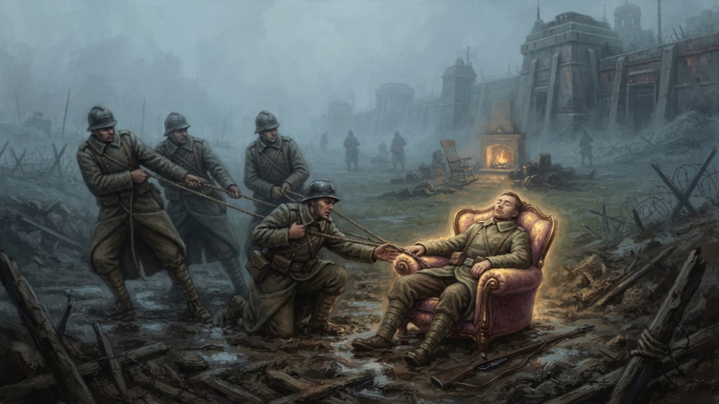 Cradled — Cradled, rendered as oil-painting.