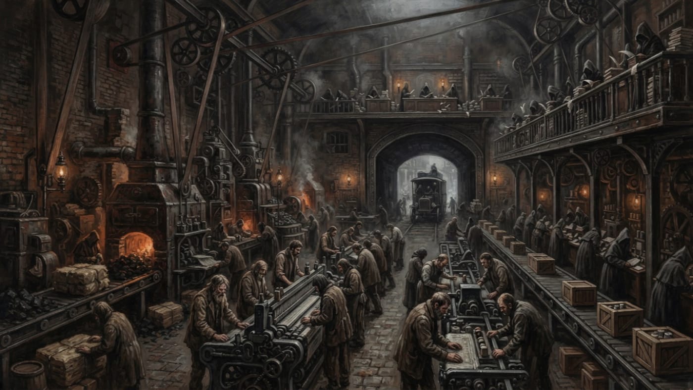 Consuming Factories — Consuming Factories, rendered as oil-painting.