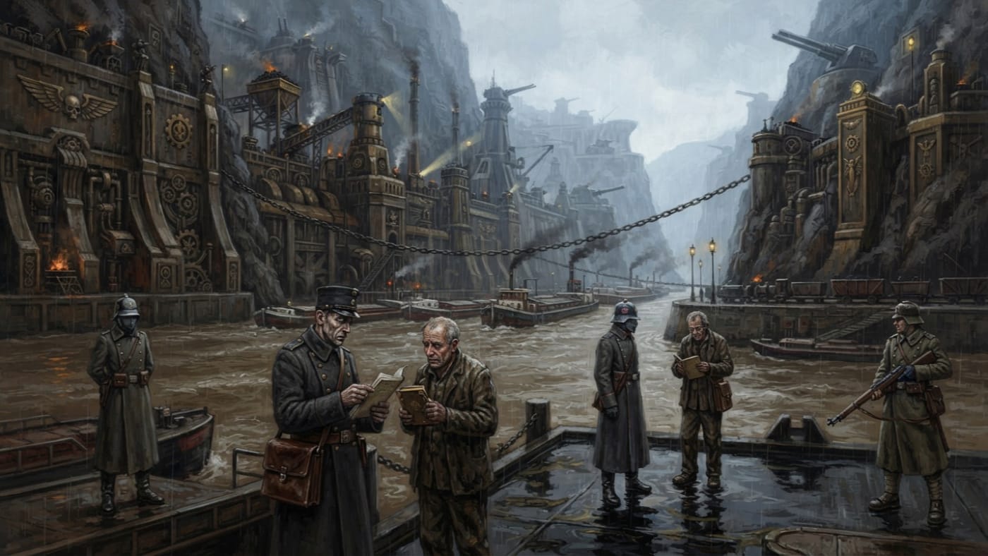 Danube approaches — Danube approaches, rendered as oil-painting.