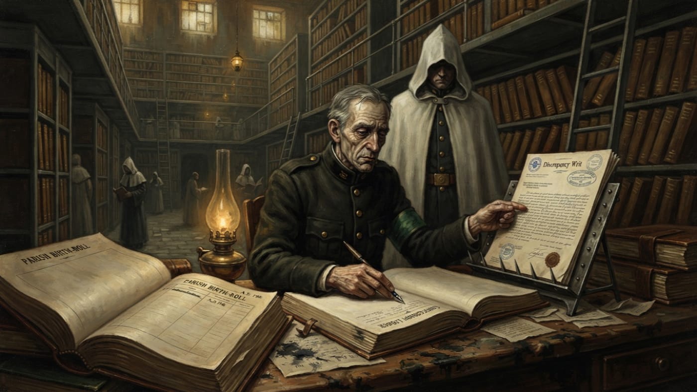 Discrepancy Writ — Discrepancy Writ, rendered as oil-painting.