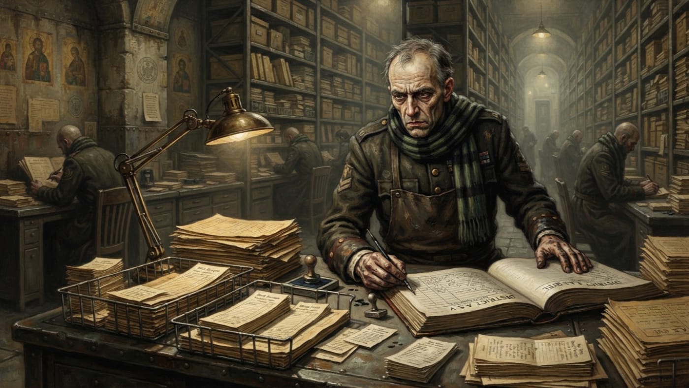 District Confession Registrar — District Confession Registrar, rendered as oil-painting.