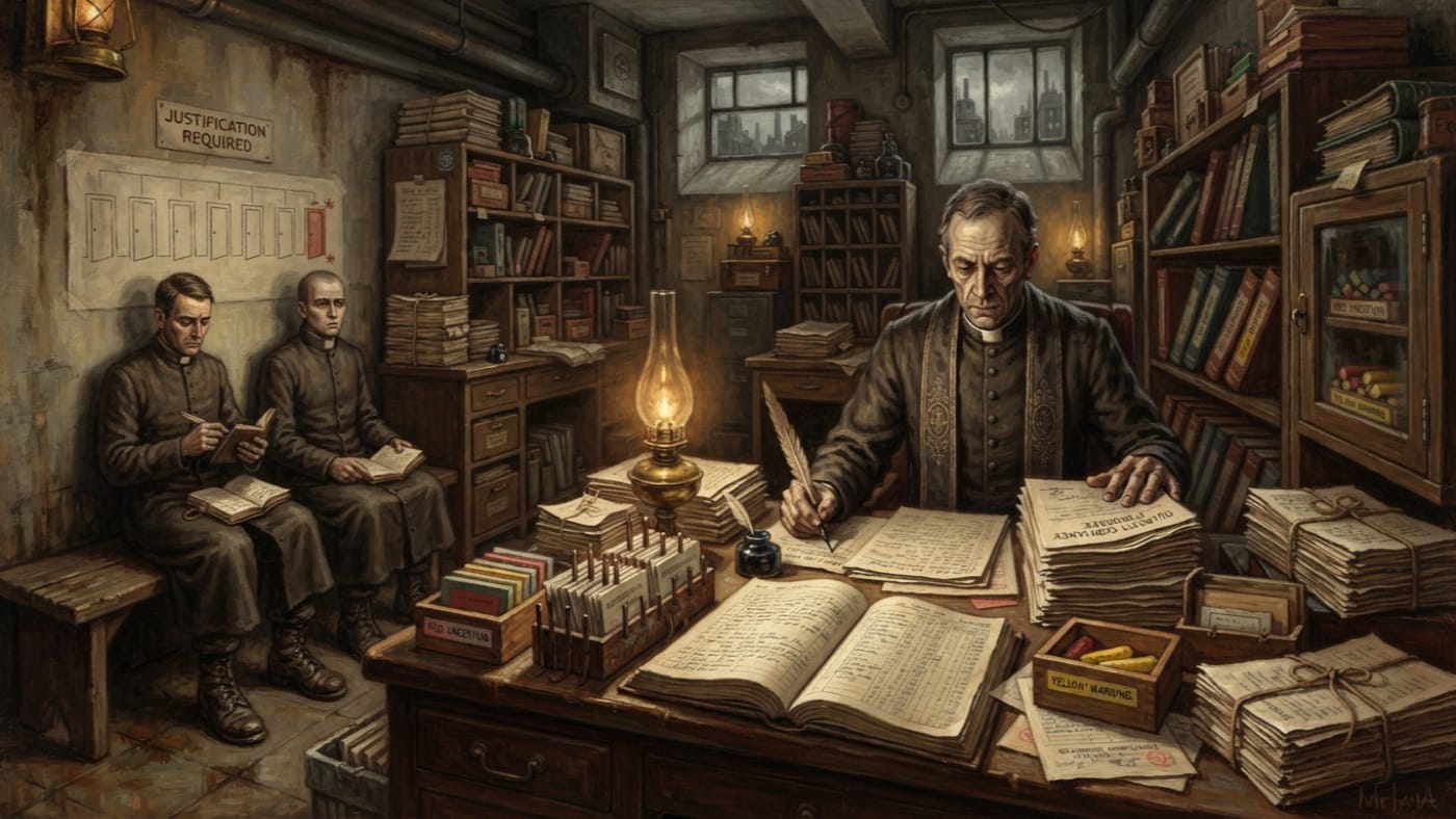 District Doctrine Office — District Doctrine Office, rendered as oil-painting.