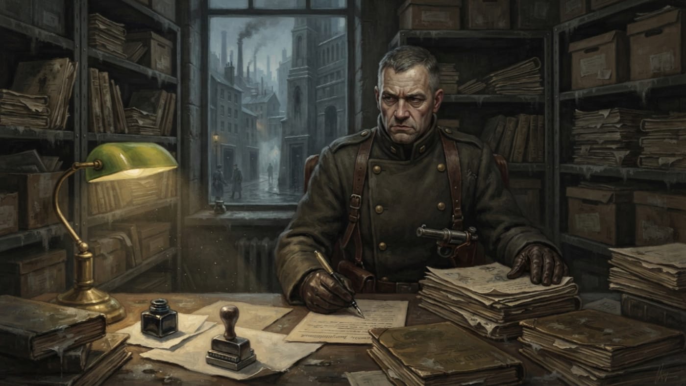 District Doctrine Officer — District Doctrine Officer, rendered as oil-painting.