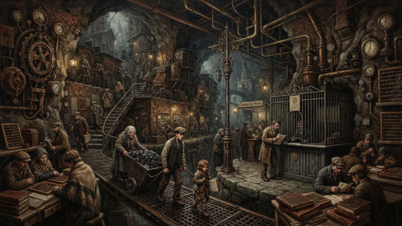 Debt Warrens — Debt Warrens, rendered as oil-painting.