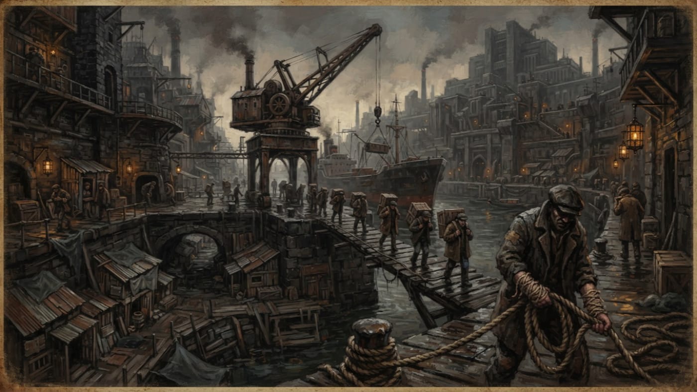Dock Union of the Low Nets — Dock Union of the Low Nets, rendered as oil-painting.