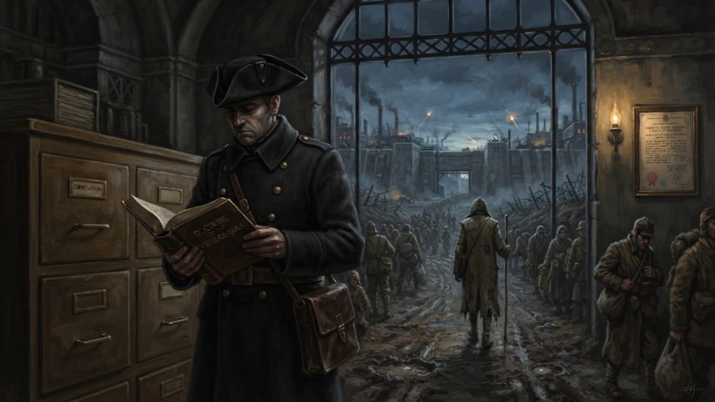 Doctrine of the Virtue-Generals — Doctrine of the Virtue-Generals, rendered as oil-painting.