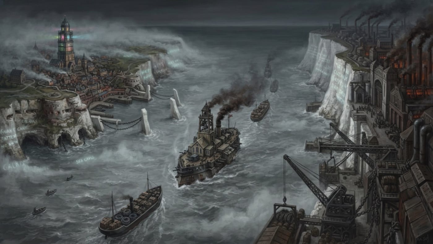 Dover Strait — Dover Strait, rendered as oil-painting.