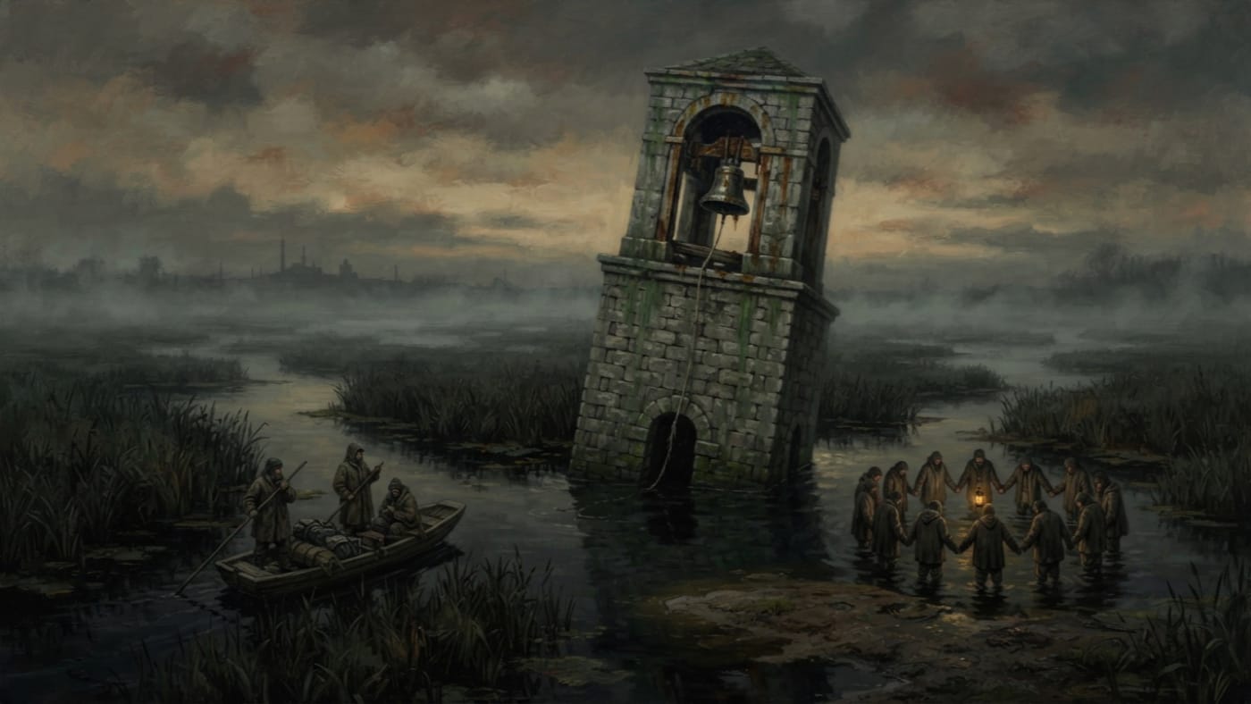 Drowned Shrine — Drowned Shrine, rendered as oil-painting.