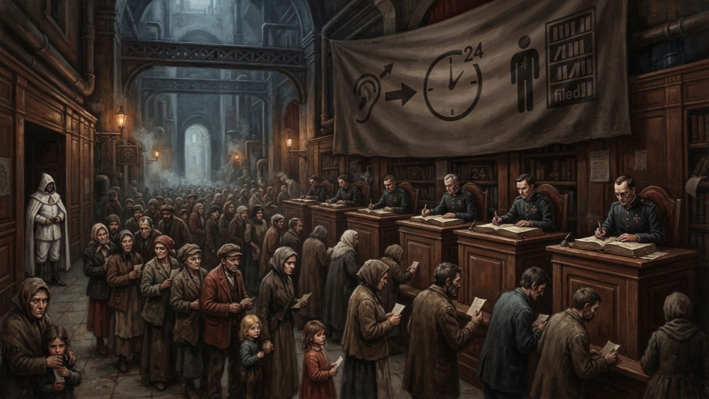 Duty of Denunciation — Duty of Denunciation, rendered as oil-painting.