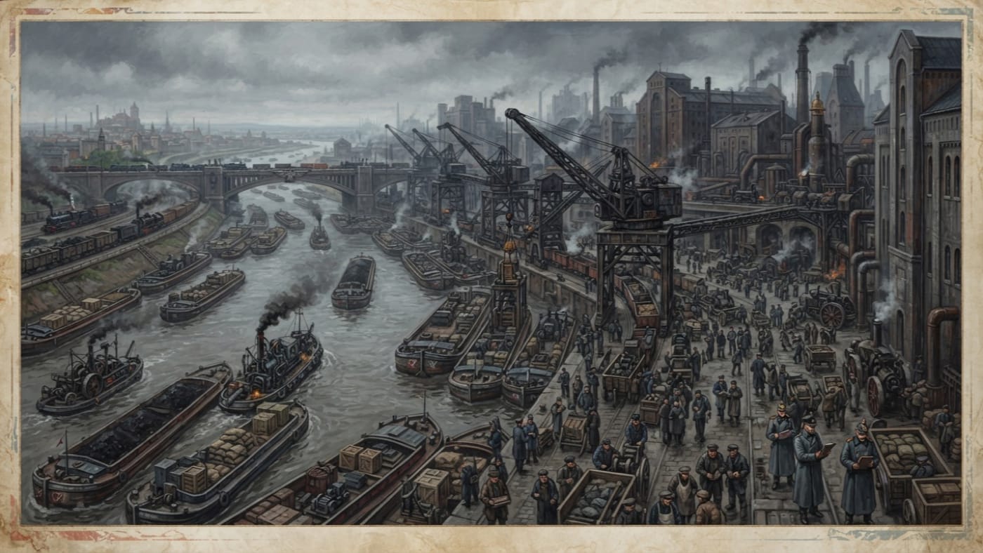 Elbe Barge Network — Elbe Barge Network, rendered as oil-painting.