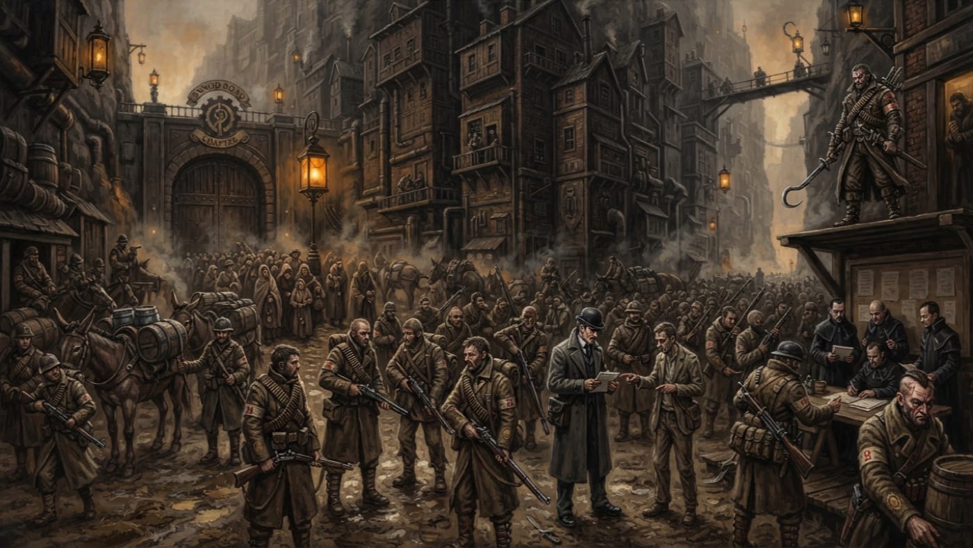 Escort Yards — Escort Yards, rendered as oil-painting.