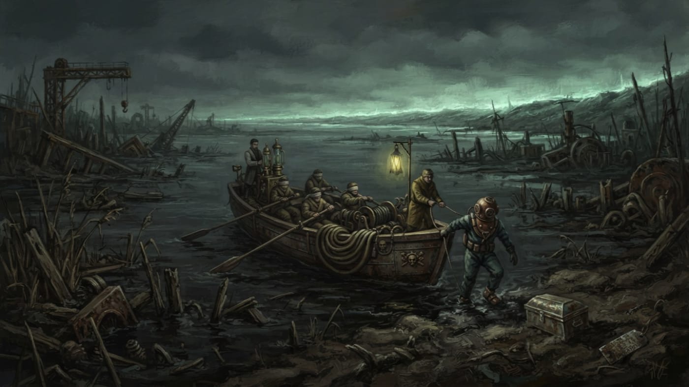 False Shore — False Shore, rendered as oil-painting.