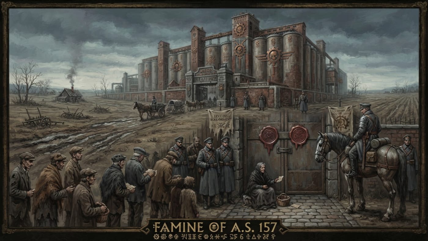 Famine of A.S. 157 — Famine of A.S. 157, rendered as oil-painting.