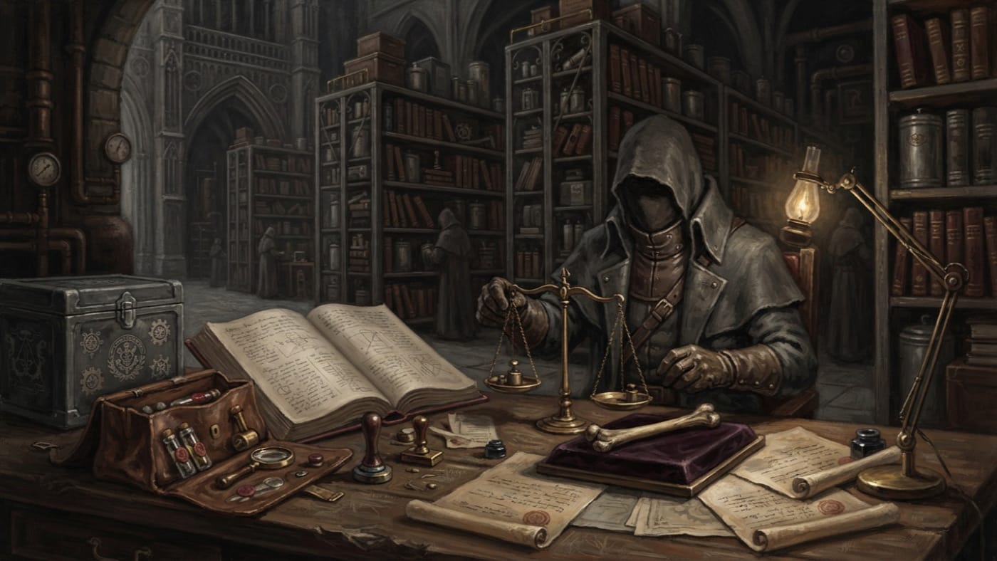 Examiner of the Third Degree — Examiner of the Third Degree, rendered as oil-painting.