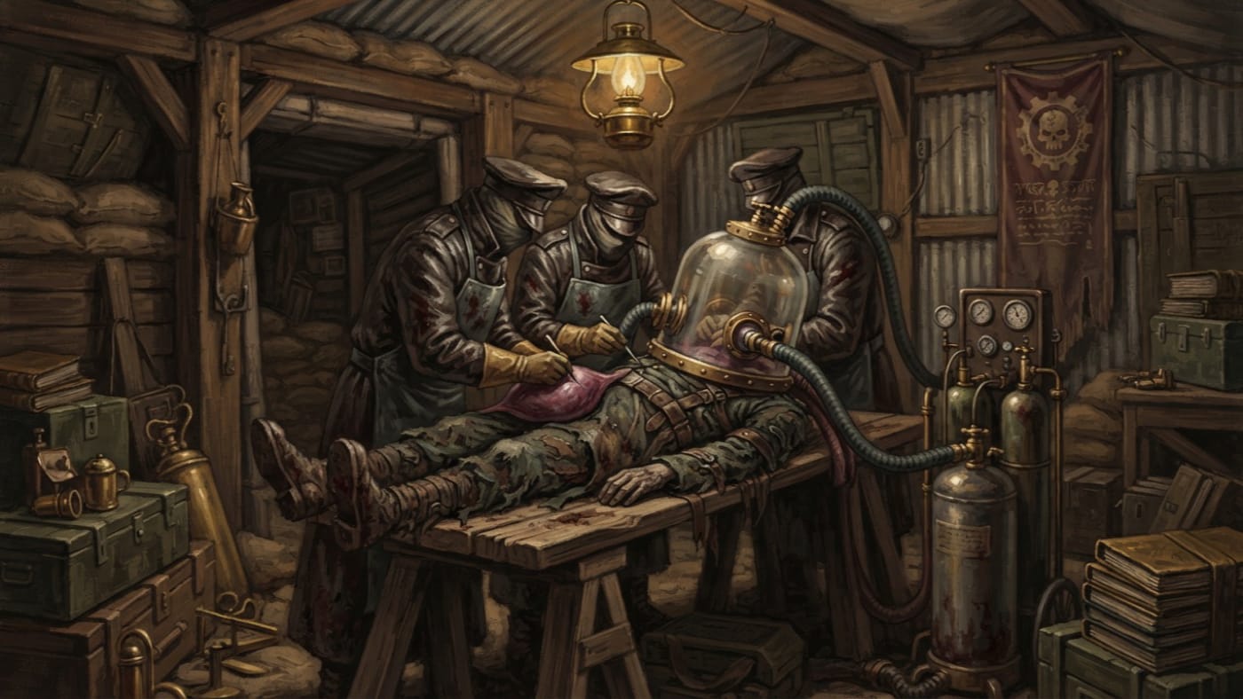 Field Autopsy Protocol 14-D — Field Autopsy Protocol 14-D, rendered as oil-painting.