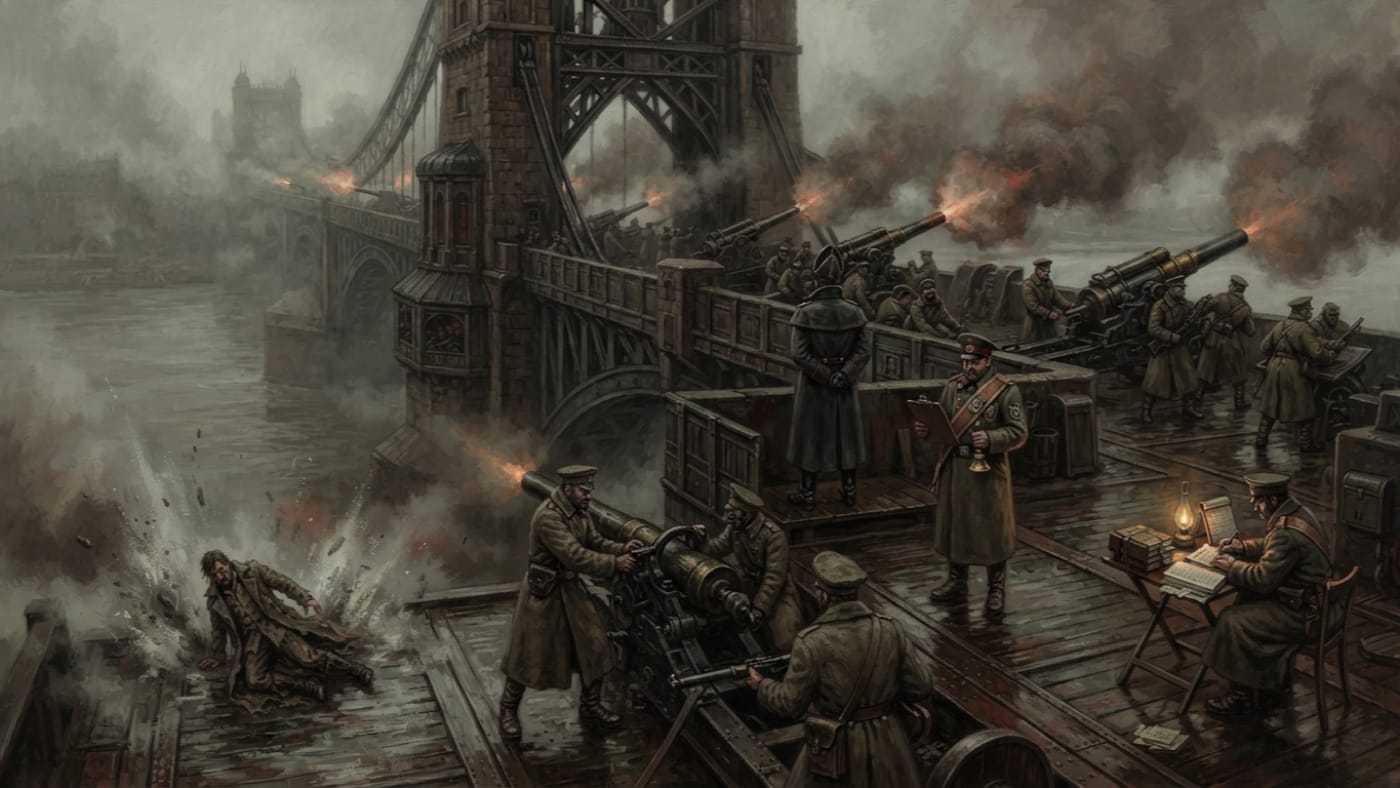 Founding Salvo of Bastion-Brest — Founding Salvo of Bastion-Brest, rendered as oil-painting.