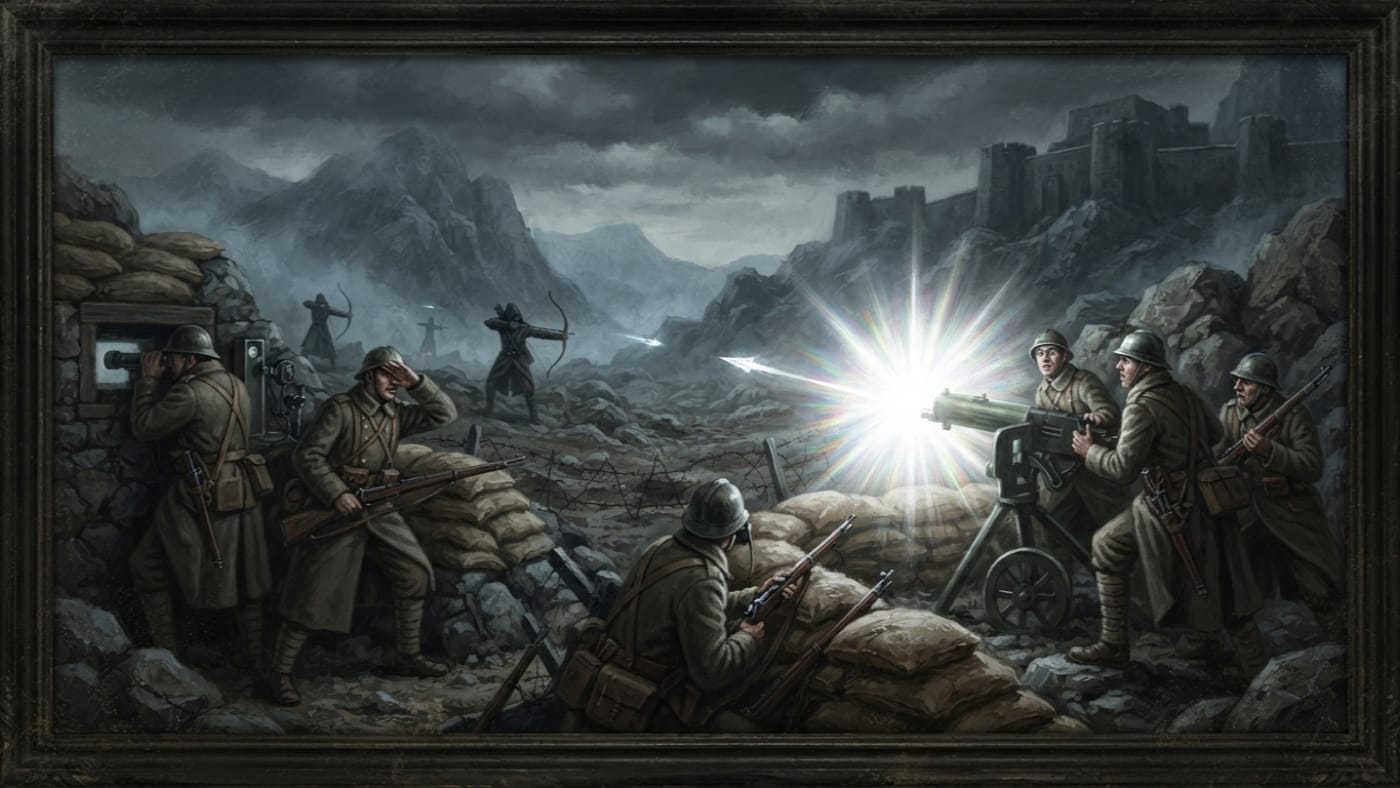 Gem-Eyed Archers — Gem-Eyed Archers, rendered as oil-painting.