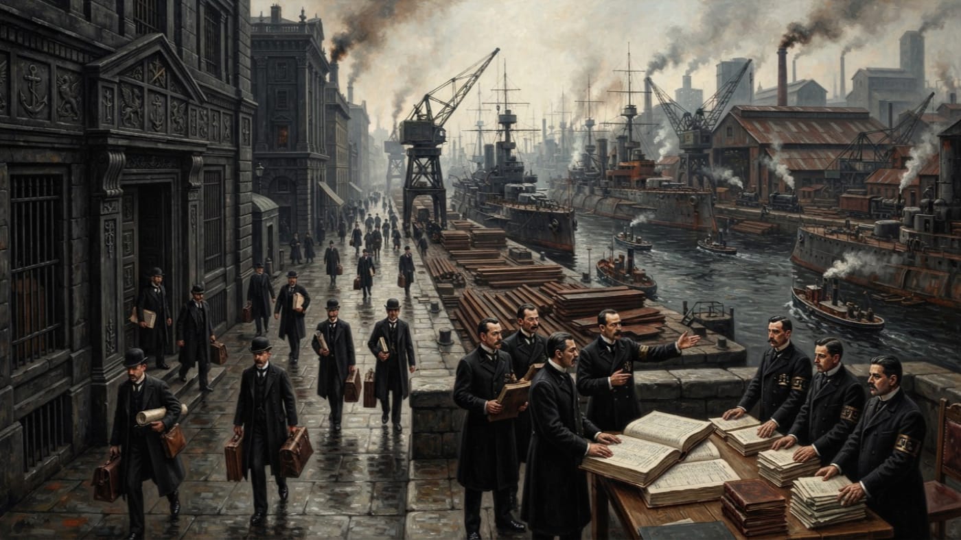 Genoese Banking Houses — Genoese Banking Houses, rendered as oil-painting.