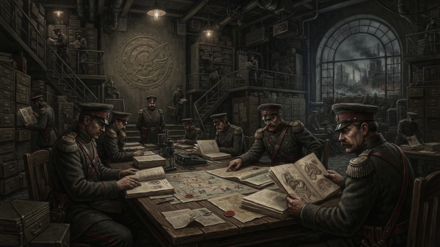 General Staff of the Bureau of War — General Staff of the Bureau of War, rendered as oil-painting.