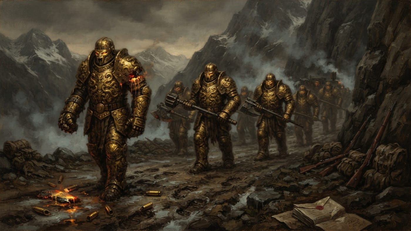 Gilded Sentinels — Gilded Sentinels, rendered as oil-painting.