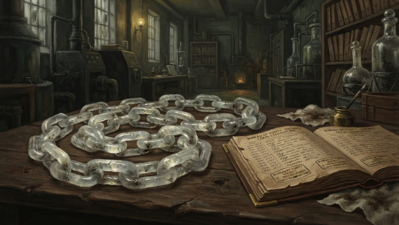 Glass Chain of the White-Mantled Inquisitors — Glass Chain of the White-Mantled Inquisitors, rendered as oil-painting.