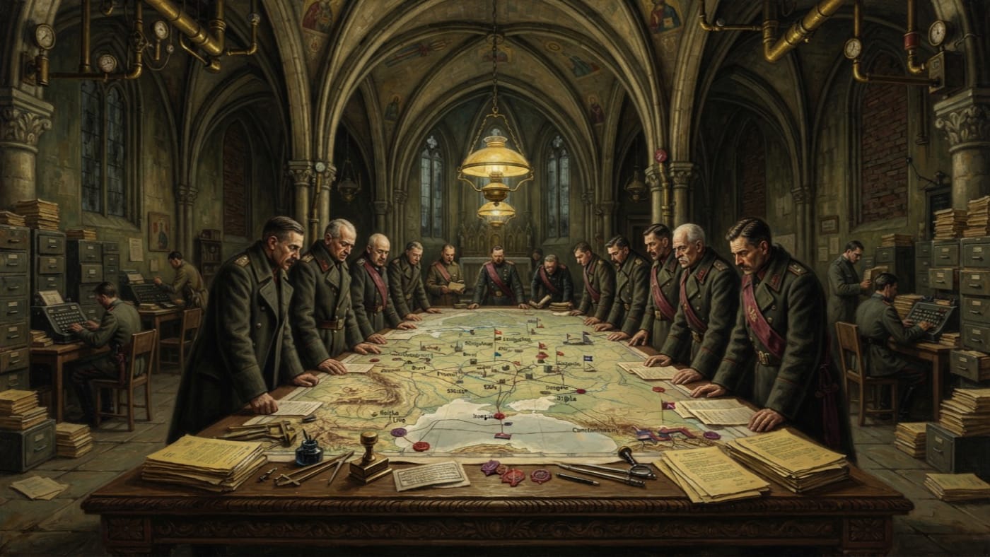 Grand Strategy Chamber — Grand Strategy Chamber, rendered as oil-painting.