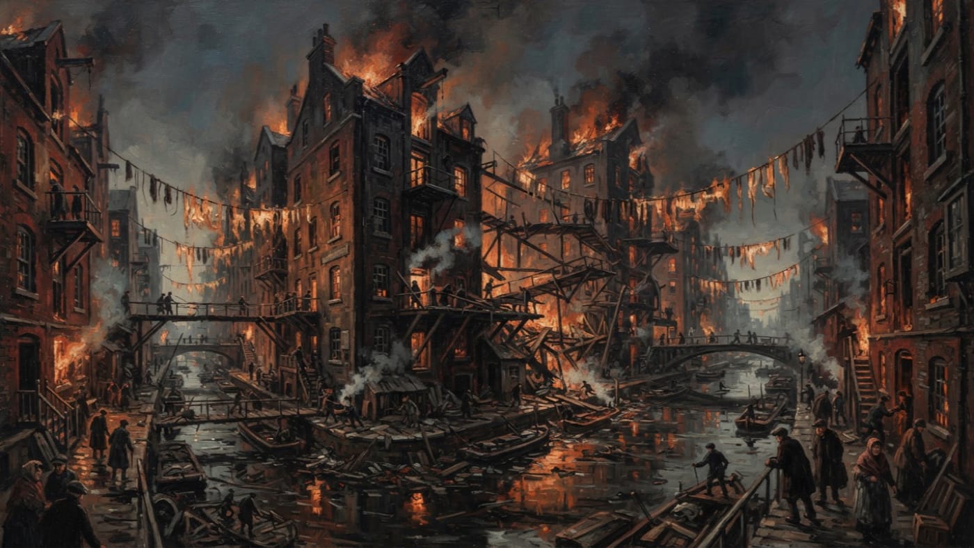 Great Fire of Candlewick — Great Fire of Candlewick, rendered as oil-painting.