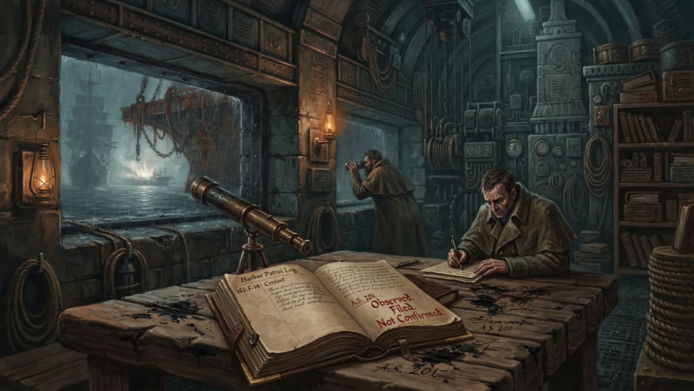 Harbor Patrol Log — Harbor Patrol Log, rendered as oil-painting.