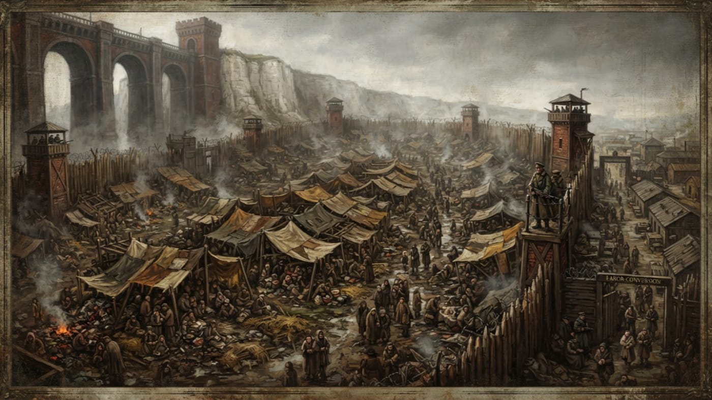 Holding Pens of Griefgate — Holding Pens of Griefgate, rendered as oil-painting.