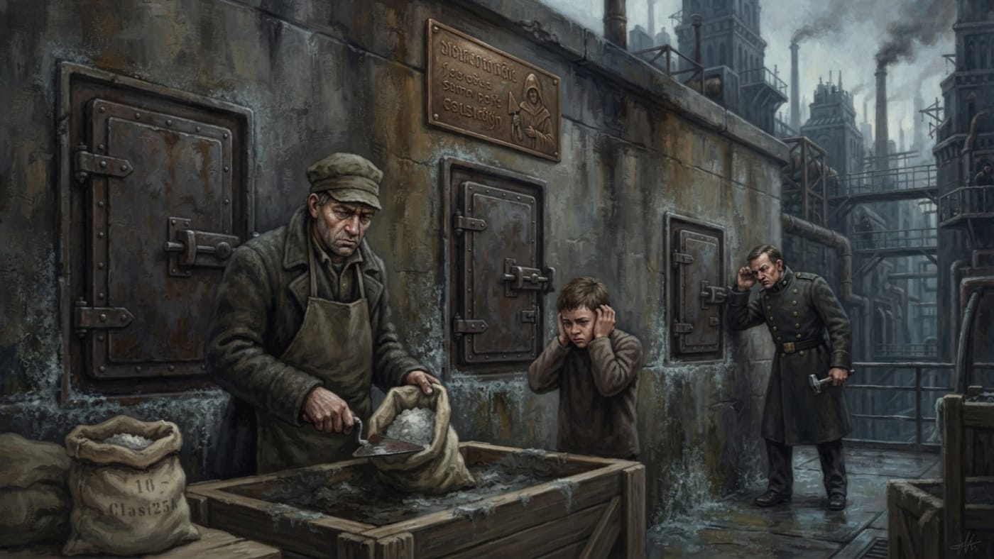 Hush-powder — Hush-powder, rendered as oil-painting.