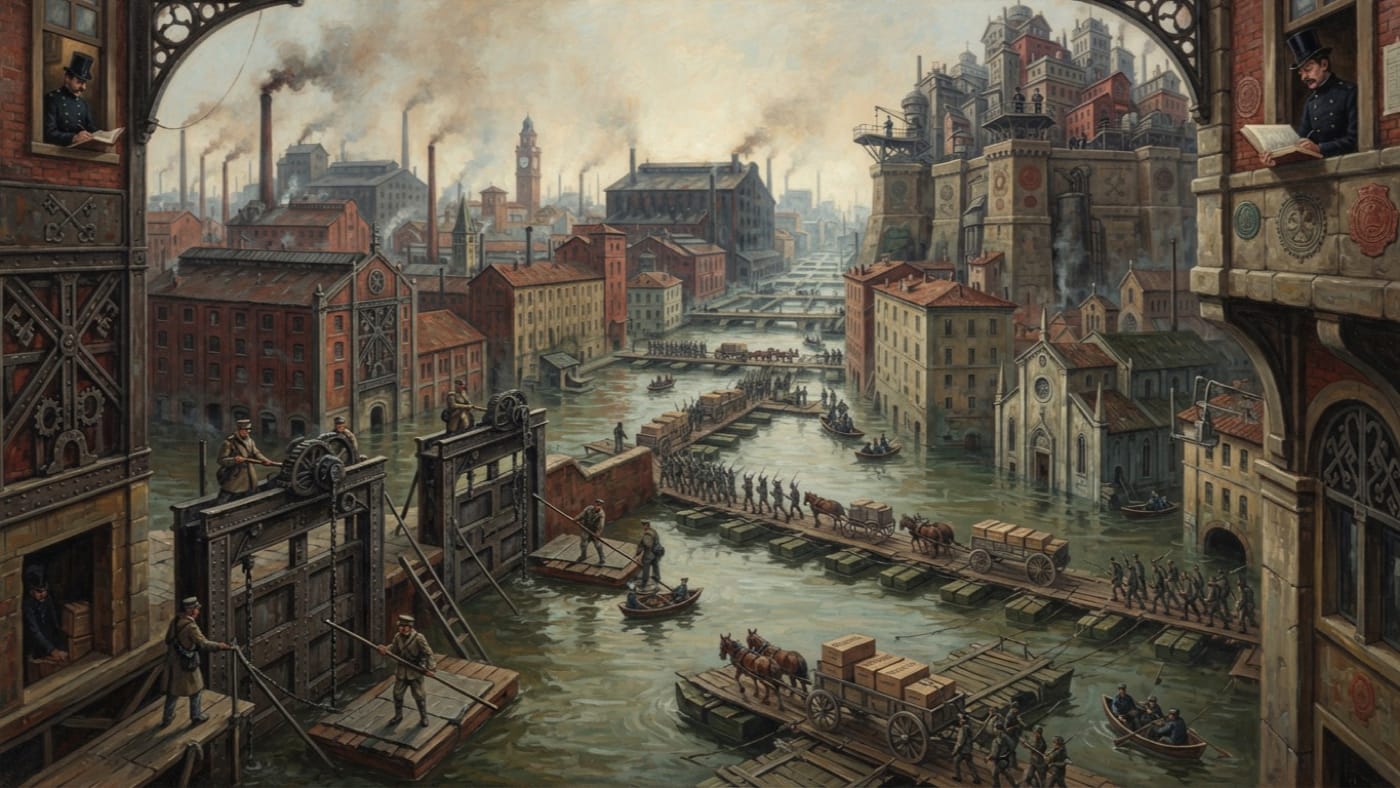 Hydrological Pacification — Hydrological Pacification, rendered as oil-painting.