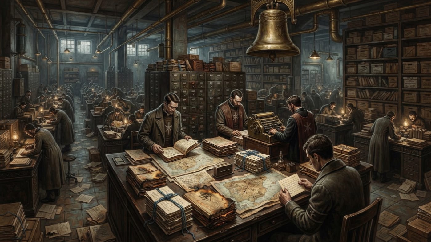 Iberian Intelligence Desk — Iberian Intelligence Desk, rendered as oil-painting.