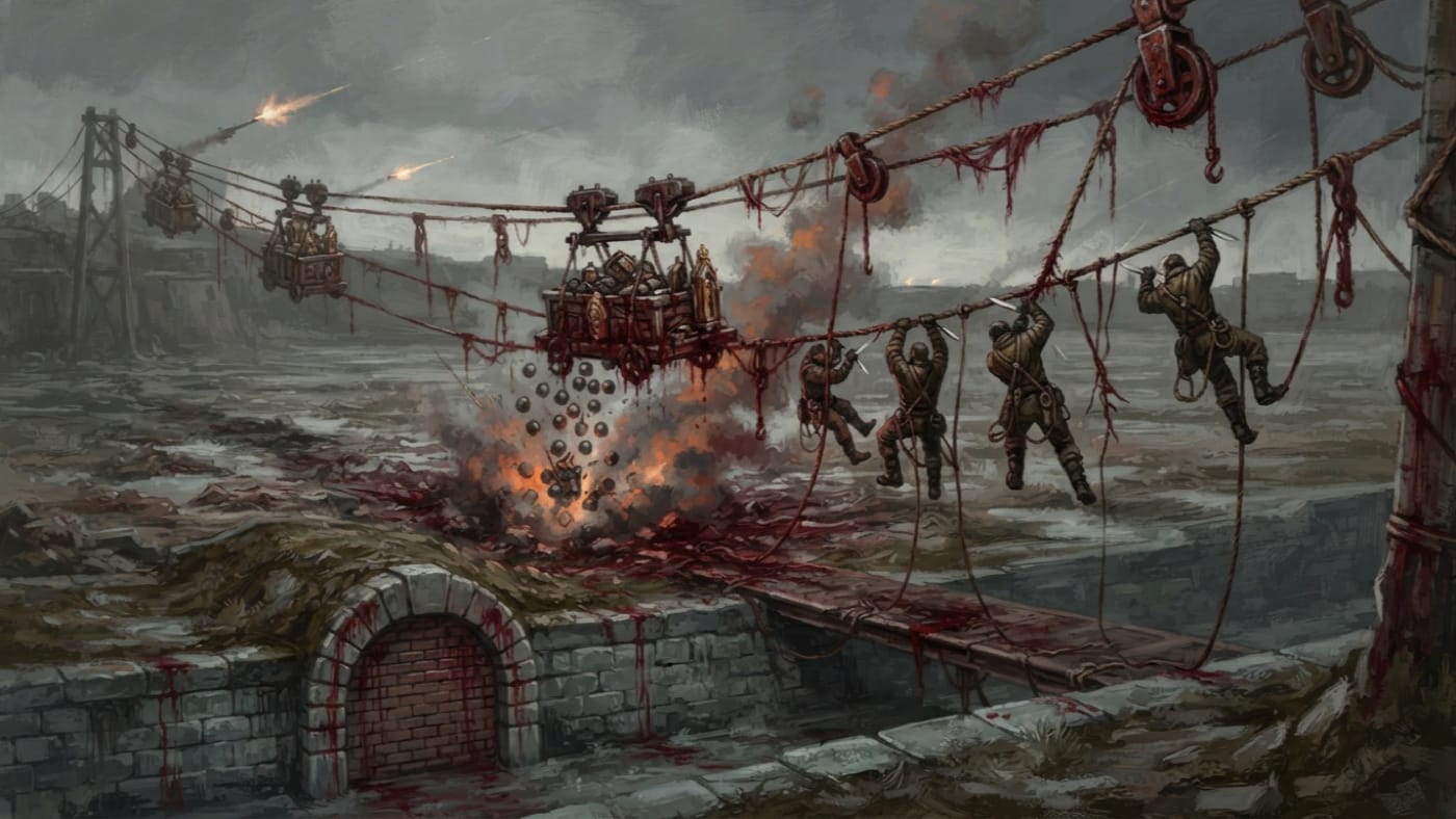 Incident of the Crimson Pulley — Incident of the Crimson Pulley, rendered as oil-painting.