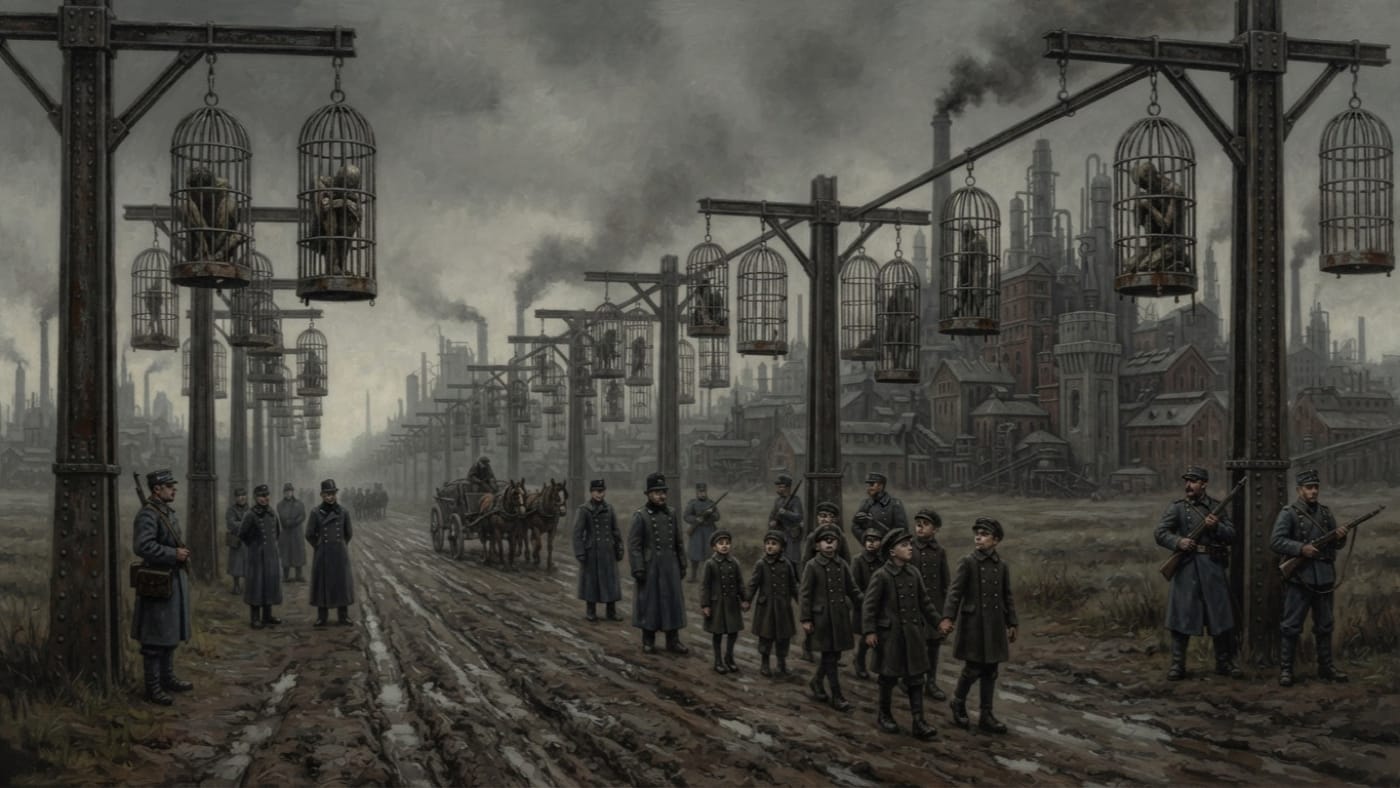 Iron Choir — Iron Choir, rendered as oil-painting.