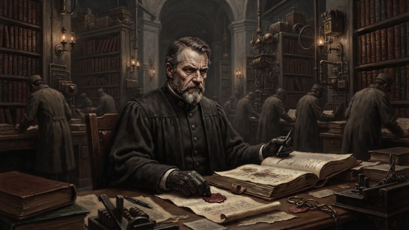 Judge Anselm Varr — Judge Anselm Varr, rendered as oil-painting.