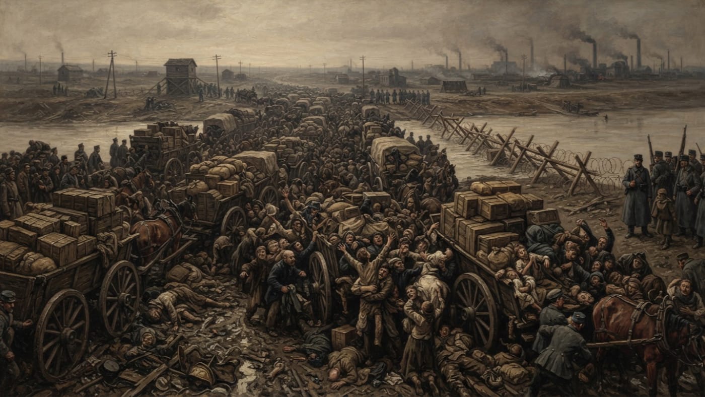 Latch River Ford Panic — Latch River Ford Panic, rendered as oil-painting.