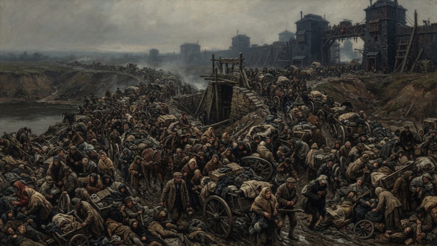 Latch River panic — Latch River panic, rendered as oil-painting.