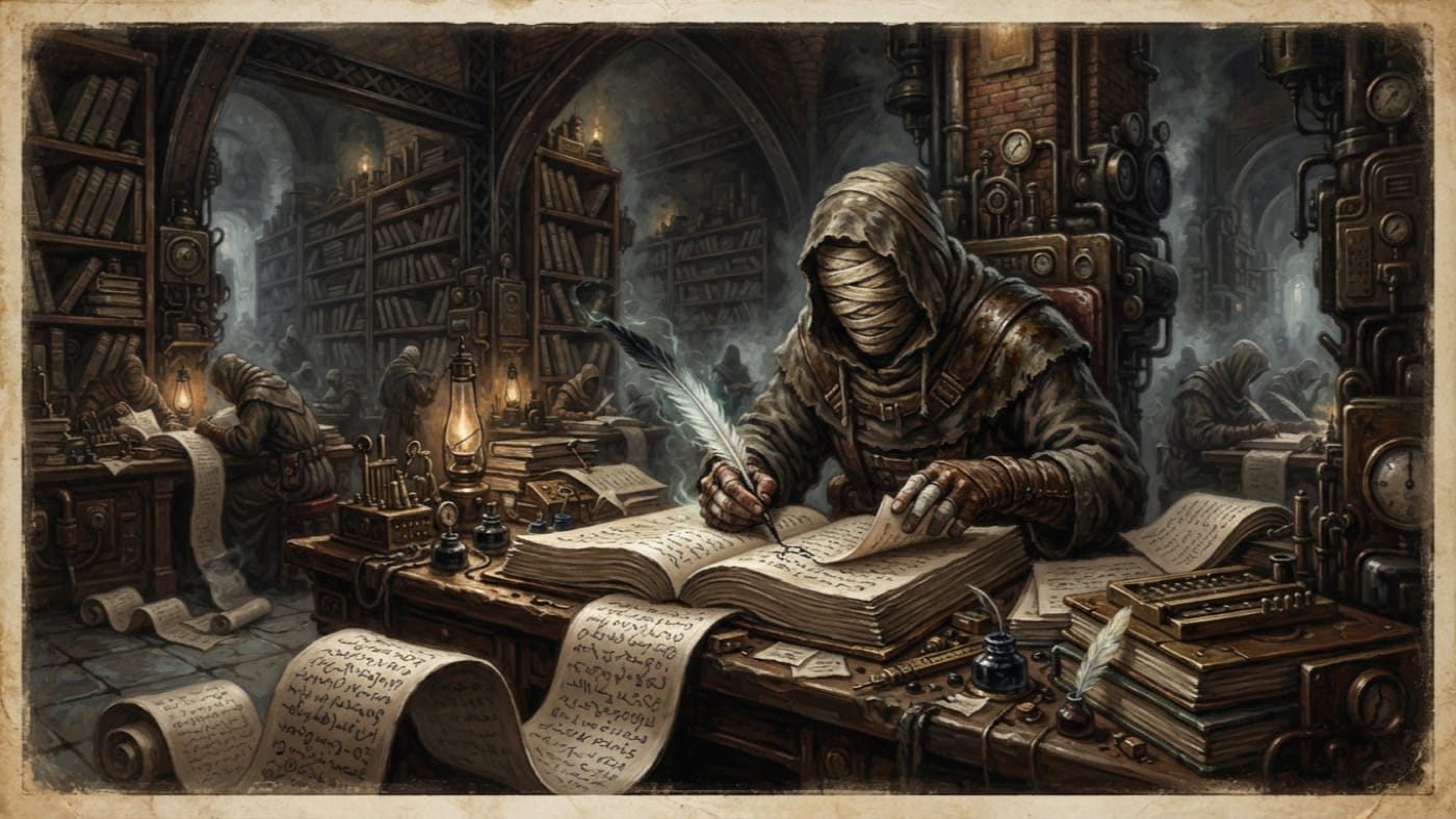 Ledger-Keepers — Ledger-Keepers, rendered as oil-painting.